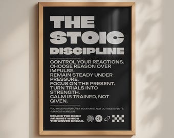 Stoic Discipline Print, Stoicism Practice Guide Poster, Stoic Philosophy Wall Art, Self Improvement Print, Office Decor