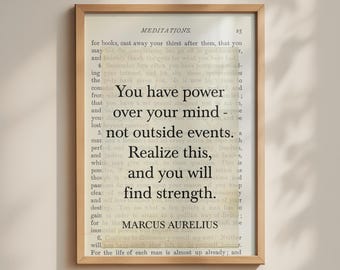 Marcus Aurelius Stoic Quote Poster, Minimalist Motivational Print, You Have Power Over Your Mind, Inspirational Wall Art, Simple Industrial