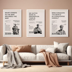 Stoic Philosophy Art Prints: Marcus Aurelius, Seneca, Zeno Quotes (Digital Download Set of 3)