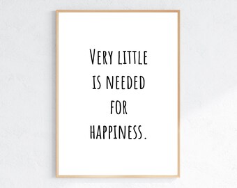 Stoic Quote Poster Very Little Is Needed for Happiness, Minimalist Philosophy Wall Art, Simple Living Print, Neutral Decor Digital Download