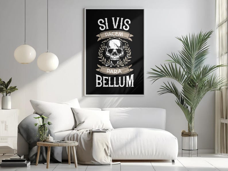 Si Vis Pacem Para Bellum: Minimalist Latin Quote Poster, Skull Wall Art ...