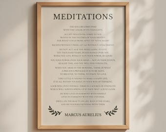 Marcus Aurelius Stoic Meditations Quote Print, Minimalist Inspirational Wall Art Poster, Ancient Roman Philosophy Words