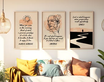Stoic Philosophy Art Prints: Marcus Aurelius, Seneca, Epictetus Quotes (Digital Download)