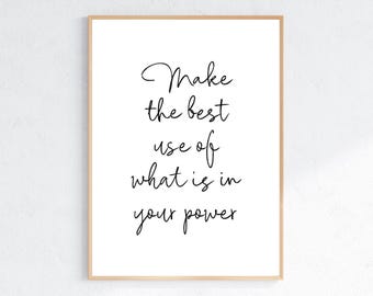 Stoic Quote Poster Make the Best Use of What Is, Minimalist Philosophy Wall Art, Self Discipline Print, Neutral Decor Digital Download