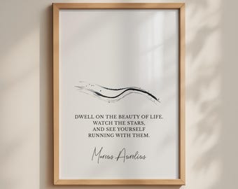 Marcus Aurelius Stoic Quote Poster, Minimalist Inspirational Wall Art Print, Watercolor Philosophy Wall Art