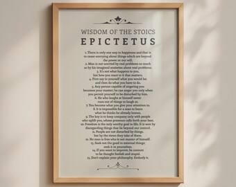 Epictetus Philosophy Poster, Stoic Quote Print, Greek Philosopher Wall Art, Printable Office Decor, Ancient Wisdom Art Piece