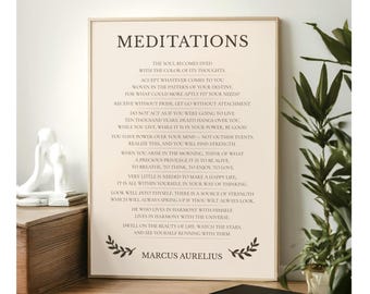 Marcus Aurelius Meditations Print, Stoic Philosophy Poster (Digital Download)