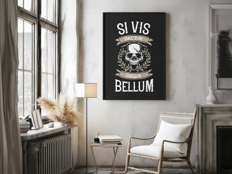 Si Vis Pacem Para Bellum: Minimalist Latin Quote Poster, Skull Wall Art ...