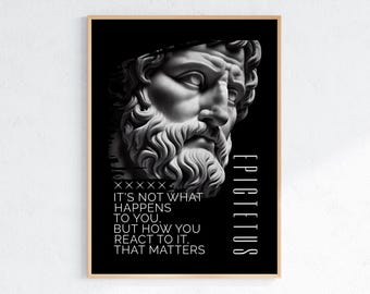Póster con cita estoica de Epicteto, impresión motivacional, arte mural digital de filosofía minimalista