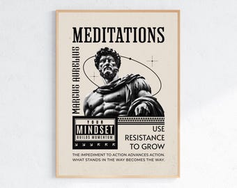 Impresión de la cita de las Meditaciones de Marco Aurelio: Póster de filosofía estoica, regalo estoico para él (descarga digital)