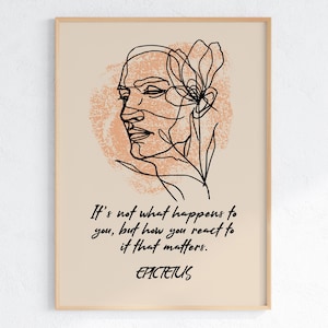 Epictetus Stoic Quote Poster: Minimalist Line Art Printable, Inspirational Philosophy Wall Decor (Digital Download)