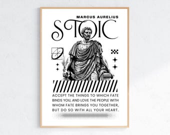 Marcus Aurelius Stoic Quote Art Print, Minimalist Philosophy (Digital Download)