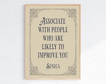Seneca quote poster: stoïcijnse muurkunst digitale download, vintage filosofie print, motiverend home office decor, persoonlijk groeicadeau