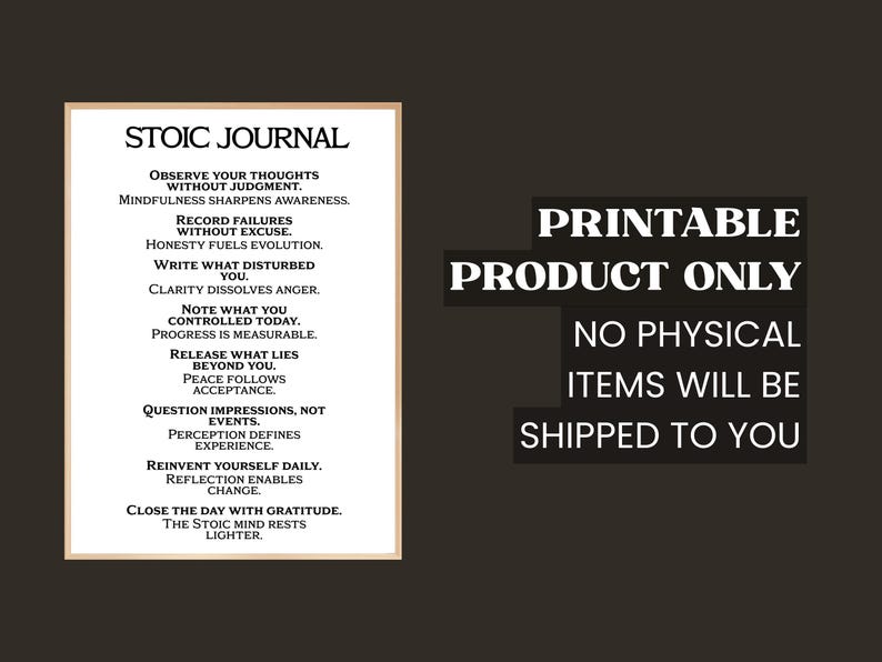 Stoic Journal Philosophy Wall Art, Mindfulness Guide Poster, Minimalist ...