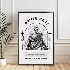 Amor Fati Printable Wall Art, Marcus Aurelius Quote Poster, Stoicism Philosophy Print, Stoic Prints,  Inspirational Quotes, Latin Quotes Art