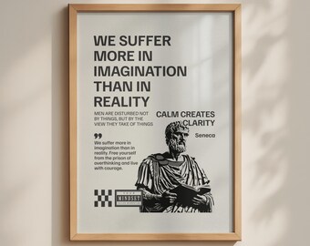 Seneca Stoic Quote Print, Minimalist Motivational Wall Art, Simple Industrial Poster, Modern Philosophy Home Decor