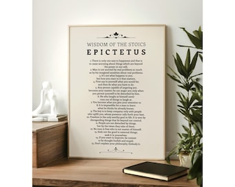 Epictetus Wisdom Poster: 15 Stoic Philosophy Quotes, Ancient Motivation Wall Art, Digital Download