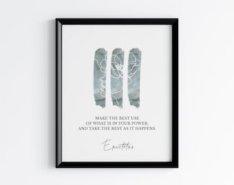 Póster con cita de Epicteto: Arte mural estoico minimalista, citas filosóficas inspiradoras (descarga digital)