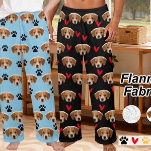 Custom Flannel Face Pajama Pants,Personality Dog Cat Photo Pyjamas for Men Women Gift