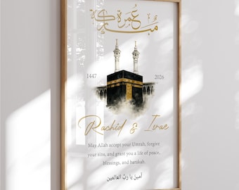 Personalized Umrah Mubarak Printable, Custom Name Umrah Wall Art, Umrah Gift for Couple and family, Muslim Home Art, Digital Download