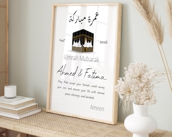Personalized Umrah Mubarak Printable, Umrah Gift for Couple and family, Custom Umrah Name and Dua Digital Download, Muslim Home Decor