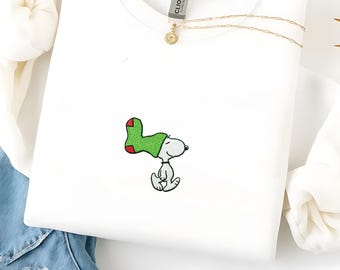 Funny Snoopy Stocking Christmas Embroidery Design, Peanuts Holiday Machine Embroidery File, Instant Download