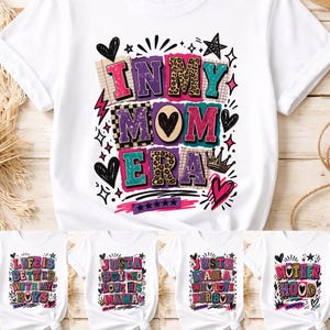 In My Mom Era Png, Design retrò per maglietta da mamma Png, Grafica patchwork leopardata, Citazione divertente sulla mamma, Download digitale