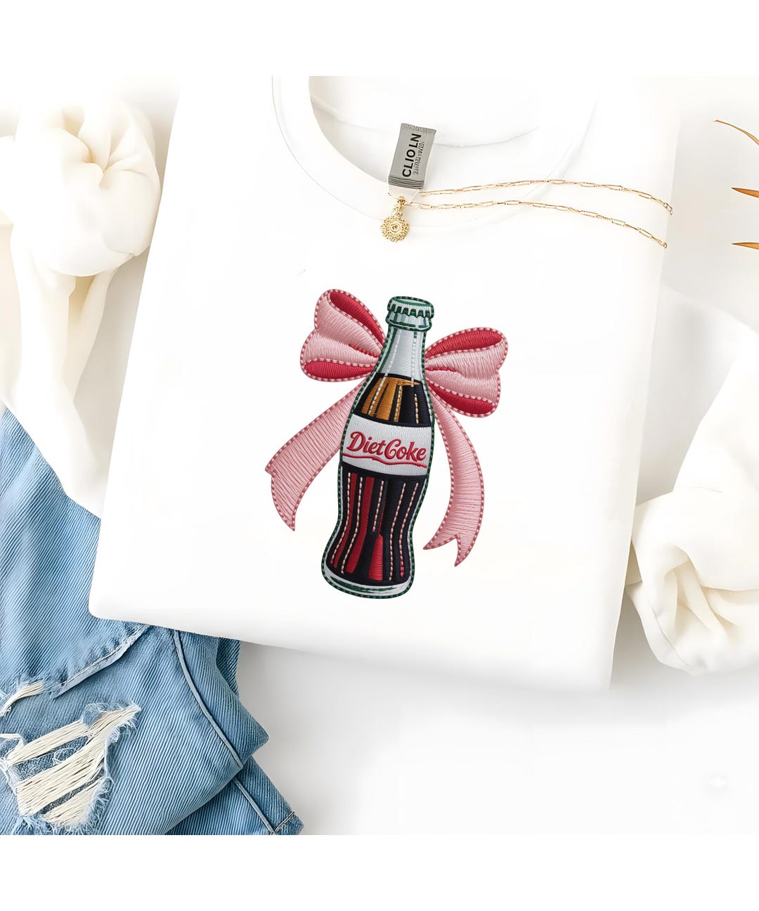 Diet Coke Christmas Embroidery Design, Soda Bottle Bow Holiday Stitch ...