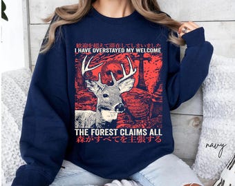 Camiseta con gráfico de ciervo japonés vintage: divertida camiseta unisex con estampado de animales retro