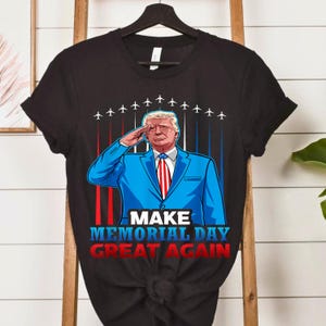 Trump 2028 Memorial Day Graphic Tee: Patriotic USA Flag Cotton Shirt