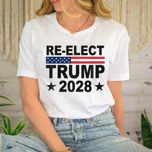 Re-Elect Trump 2028 Shirt: Patriotic USA Flag Republican Tee