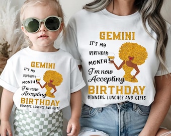 Black Women Gemini Birthday Shirt, It's My Bday Tee, May June Zodiac Sign Gift