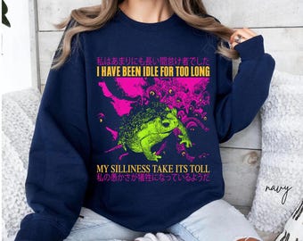Vintage japanischer Frosch-Grafik-T-Stück, Retro Streetwear-Mode