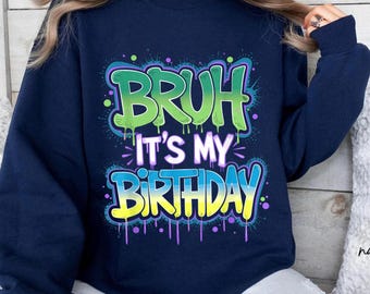 Maglietta divertente per il compleanno di un giocatore: maglietta con meme "Bruh It's My Birthday"