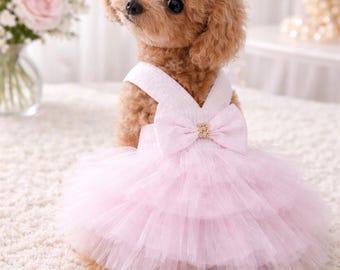 Vestido rosa tutú para perrita, atuendo estilo princesa, vestido para cachorrita pequeña, ropa de fiesta