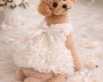 Vestido de novia para gatos: traje nupcial blanco con volantes para gatos, elegante disfraz de boda para mascotas.