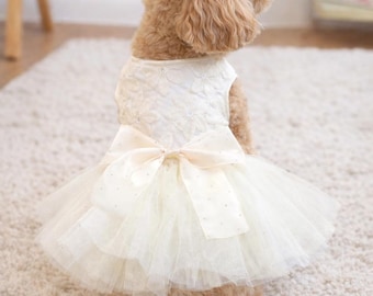 Vestido tutú rosa de encaje para perrita, conjunto hecho a mano para cachorros, ropa de fiesta.