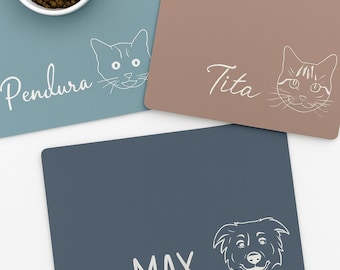 Mantel individual de cuero personalizado para mascotas: tapete de alimentación grabado a medida para perros y gatos
