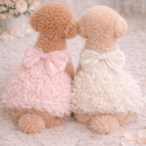Luxury Dog Wedding Dress with Bow, Elegant Puppy Bridal Outfit, Small Dog Clothes, Cute Pet Dress for Ceremony Party Gift Idea Present Now