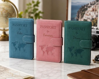 Personalized Passport Holder RFID Travel Wallet Custom Name Luggage Tag Set Gift Couples Travel
