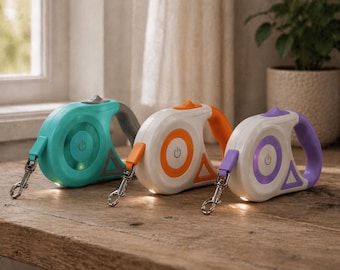 Correa retráctil para perros con luz LED: paseos nocturnos seguros, cinta de 5 m