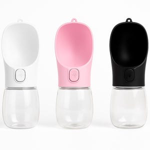 Portable Dog & Cat Water Bottle – Leak-Proof Travel Pet Dispenser for Outdoor Walking, Hiking Trips, 300ml 350ml 550ml, White Pink Black