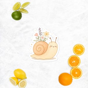 Cottagecore Snail Sticker: Kawaii Wildflower Vinyl Decal