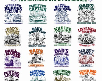 Dad Adventures png svg bundle, Outdoor dad activities (Digital download)