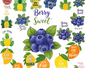 Paquete de imágenes prediseñadas de frutas en acuarela, ilustraciones vintage de verano (PNG, SVG)