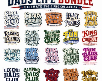 Dad Clubs Png Svg Bundle, Dad life quotes (Digital download)