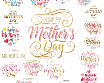 Paquete de imágenes prediseñadas del Día de la Madre: ilustración tipográfica de mamá (PNG, SVG)