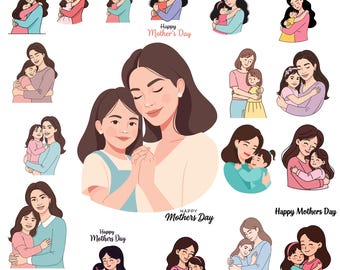 Paquete de retratos de madre e hija, imágenes prediseñadas de vida de mamá (descarga digital)