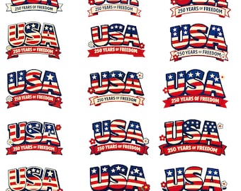 Lettere patriottiche USA, carattere bandiera USA png, 4 luglio png, clipart bandiera USA, illustrazione tipografica patriottica bandiera USA