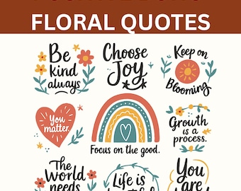 Boho Blumen positives Zitat PNG, SVG (Digital Download)